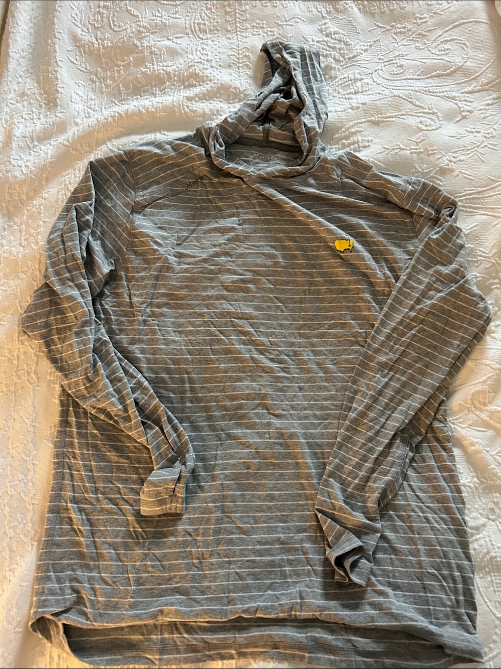 Women’s Gray Striped Hooded Long-Sleeve Shirt